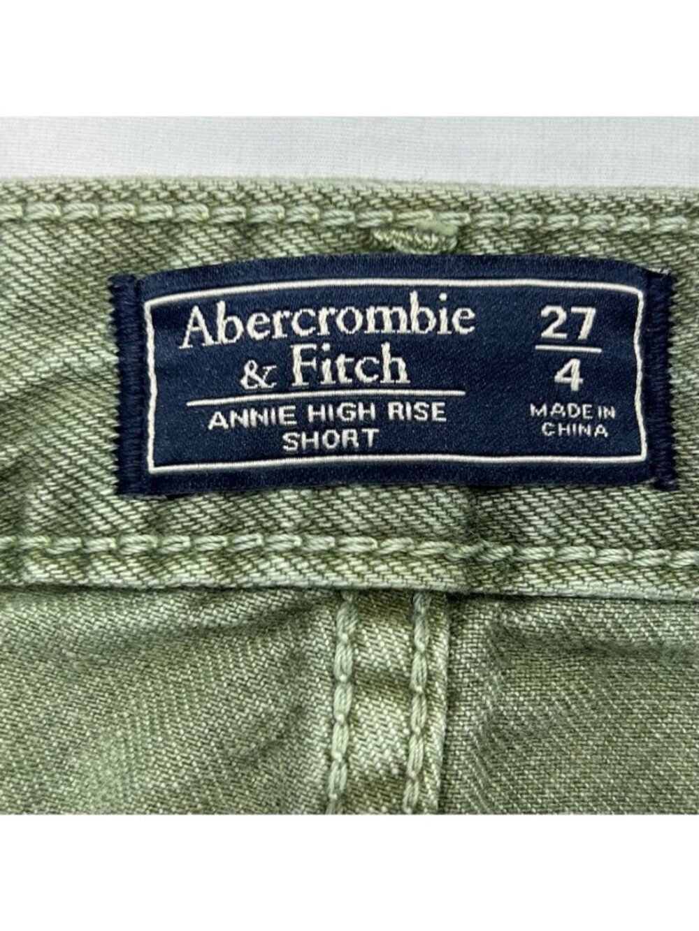 Abercrombie & Fitch Annie High Rise Women's 4/27 Olive Raw Hem Logo - Picture 6 of 15